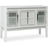 imageSignature Design by Ashley Chalanna Modern Lacquered 2Door Dining Server with Adjustable Shelves 2 FeltLined Drawers and LED Lighting White