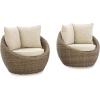 imageSignature Design by Ashley Danson Outdoor Lounge Chair with Cushion and 360Degree Swivel Set of 2 UVResistant Performance Fabric and Resin Wicker Light Brown