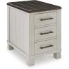 imageSignature Design by Ashley Darborn Farmhouse Chairside End Table with 3 Drawers Power Supply and USB Ports Light Gray ampamp Dark Brown