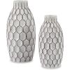 imageSignature Design by Ashley Dionna Geometric 2 Piece Ceramic Bottle Neck Vase Set White and Brown