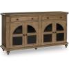 imageSignature Design by Ashley Dreley Classic 4Door Accent Cabinet Dark Brown with 2 Shelves Arched Glass Door FrontsLight Brown