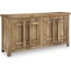 imageSignature Design by Ashley Dresor Farmhouse 4Door Accent Cabinet with 2 Shelves and Cord Management Light Brown
