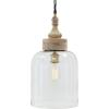 imageSignature Design by Ashley Faiz Rustic 205quot Natural Wood ampamp Glass Pendant Light Brown ampamp ClearDome