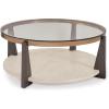 imageSignature Design by Ashley Frazwa Round Glasstop Coffee Table GrayBrownGold