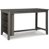 imageSignature Design by Ashley Gesthaven Farmhouse Counter Height Dining Table with 3 Shelves and Trestle Base Light Brown ampamp WhiteGraywash