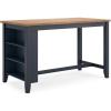 imageSignature Design by Ashley Gesthaven Farmhouse Counter Height Dining Table with 3 Shelves and Trestle Base Light Brown ampamp WhiteLight Brown  Blue