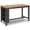 imageSignature Design by Ashley Gesthaven Farmhouse Counter Height Dining Table with 3 Shelves and Trestle Base Light Brown ampamp WhiteLight Brown  Dark Brown