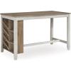 imageSignature Design by Ashley Gesthaven Farmhouse Counter Height Dining Table with 3 Shelves and Trestle Base Light Brown ampamp WhiteWhitewash