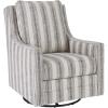 imageSignature Design by Ashley Kambria Striped Upholstered Swivel Accent Glider Chair Ivory ampamp BlackStriped Gray