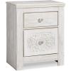 imageSignature Design by Ashley Paxberry Boho 2 Drawer Nightstand with 2 SlimProfile USB Charging Ports 2921quot Tall WhitewashWhitewash