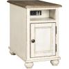 imageSignature Design by Ashley Realyn Farmhouse Chair Side End Table with Cabinet For Storage Antique White ampamp BrownDoor Front