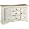 imageSignature Design by Ashley Realyn French Country Distressed Dining Room Server 3 Drawers 2 Cabinet Doors Wood 59quot W x 17quot D x 365quot H Chipped WhiteWhitewash
