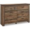 imageSignature Design by Ashley Trinell Rustic 6 Drawer Dresser with Safety Stop for Bedroom Dark Brown