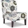 imageSignature Design by Ashley Triptis Floral Armless Accent Chair with Attached Cushions Fabric Upholstery Wood Legs 1663quot Seat Height White Blue ampamp GrayWhite Floral