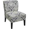 imageSignature Design by Ashley Triptis Floral Armless Accent Chair with Attached Cushions Fabric Upholstery Wood Legs 1663quot Seat Height White Blue ampamp GrayBlue Medallion