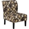 imageSignature Design by Ashley Triptis Floral Armless Accent Chair with Attached Cushions Fabric Upholstery Wood Legs 1663quot Seat Height White Blue ampamp GrayBrown Geometric