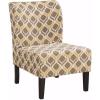 imageSignature Design by Ashley Triptis Floral Armless Accent Chair with Attached Cushions Fabric Upholstery Wood Legs 1663quot Seat Height White Blue ampamp GrayGunmetal