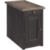 imageSignature Design by Ashley Tyler Creek Rustic Chair Side End Table with PullOut Tray ampamp USB Ports BrownBlackish Brown