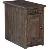 imageSignature Design by Ashley Tyler Creek Rustic Chair Side End Table with PullOut Tray ampamp USB Ports BrownBrown