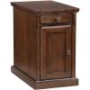 imageSignature Design by Ashley Tyler Creek Rustic Chair Side End Table with PullOut Tray ampamp USB Ports BrownMedium Brown