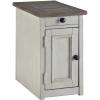 imageSignature Design by Ashley Tyler Creek Rustic Chair Side End Table with PullOut Tray ampamp USB Ports BrownWhitewash
