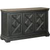 imageSignature Design by Ashley Tyler Creek Vintage Casual Dining Room Buffet Cabinet or Server with 3 Doors and Lattice Design Wood 36quot High Black ampamp Gray