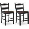 imageSignature Design by Ashley Valebeck Casual Rustic Counter Height Bar Stool with Contoured Seat and Footrest Set of 2 Wood 24quot High Black ampamp Dark Brown