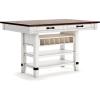 imageSignature Design by Ashley Valebeck Rectangular Dining Room Table 4 Drawers 2 Open Shelves Wine Rack Wood 60quot W x 40quot D x 3613quot H White ampamp Brown