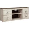 imageSignature Design by Ashley Willowton Shabby Chic Large TV Stand up to 60quot with 3 Shelves and Fireplace Option White