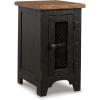 imageSignature Design by Ashley Wystfield Farmhouse Chair Side End Table with Cabinet Door for Storage White ampamp Brown with Distressed FinishBlack