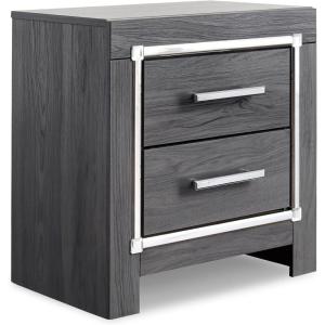 Signature Design by Ashley Altyra Contemporary Nightstand with 2 Storage Drawers, USB and Wireless Charging, Chrome-Tone Handles, Wood, 24.41″ High, White(Grey)