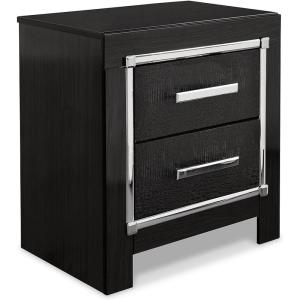 Signature Design by Ashley Altyra Contemporary Nightstand with 2 Storage Drawers, USB and Wireless Charging, Chrome-Tone Handles, Wood, 24.41″ High, White(Black)