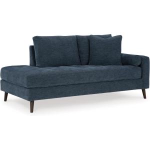 Signature Design by Ashley Bixler Mid-Century Modern Tufted Upholstered Right-Arm Facing Corner Chaise with 2 Toss Pillow, Green(Blue)
