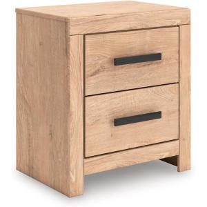 Signature Design by Ashley Blairhurst 3 Drawer Nightstand with USB Charging, 28.75″ Tall, Light Grayish Brown(Tan)