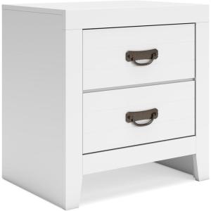 Signature Design by Ashley Blairhurst 3 Drawer Nightstand with USB Charging, 28.75″ Tall, Light Grayish Brown(White)