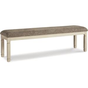 Signature Design by Ashley Bolanburg Casual 65″ Upholstered Dining Room Bench with Foam Cushion, Antique Cream & Brown