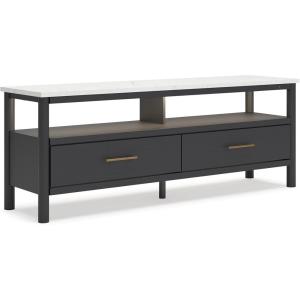 Signature Design by Ashley Cadmori Traditional 72″ TV Stand for TVs up to 82″ with Ambient Lighting, Open Shelf and Drawers, Black & White(Black & White)