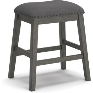 Signature Design by Ashley Caitbrook Rustic 24.4″ Counter Height Upholstered Barstool, 2 Count, Gray(Grey)