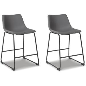 Signature Design by Ashley Centiar 24″ Counter Height Modern Bucket Barstool 2 Count, Brown(Grey)