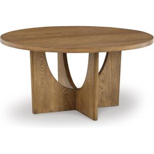 Signature Design by Ashley Dakmore Contemporary Dining Table with Geometric Base, Light Brown