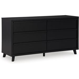 Signature Design by Ashley Danziar Modern 6 Drawer Dresser with Safety Stop for Bedroom, Black