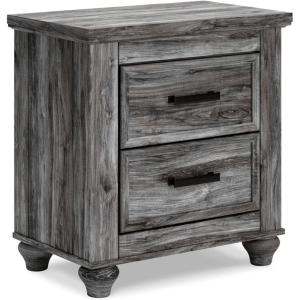 Signature Design by Ashley Drystan Rustic Industrial 2 Drawer Nightstand with 2 Slim-Profile USB Charging Stations, 24.37″ Tall, Weatherworn Brown(Grey)