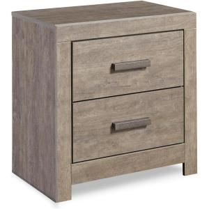 Signature Design by Ashley Drystan Rustic Industrial 2 Drawer Nightstand with 2 Slim-Profile USB Charging Stations, 24.37″ Tall, Weatherworn Brown(Weathered Gray)