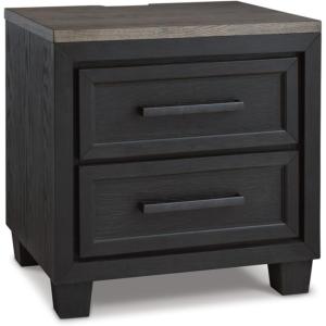 Signature Design by Ashley Foyland Modern Nightstand with 2 Drawers and USB Ports, 26.88″ Tall, Dark Brown(Dark Brown)