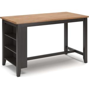 Signature Design by Ashley Gesthaven Farmhouse Counter Height Dining Table with 3 Shelves and Trestle Base, Light Brown & White(Light Brown & Dark Brown)