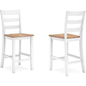 Signature Design by Ashley Gesthaven Solid Wood Frame Counter Height Barstool, Set of 2, Slate Blue/Natural(Light Brown & White)