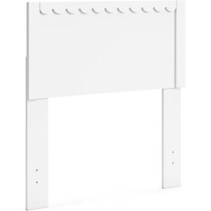 Signature Design by Ashley Hallityn Coastal Panel Headboard, Wood, Scallop Detail, Full, Headboard Attaches to Your Bed Frame (Not Included), Matte White Finish, (Headboard Only)(Twin)