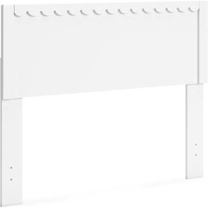 Signature Design by Ashley Hallityn Coastal Panel Headboard, Wood, Scallop Detail, Full, Headboard Attaches to Your Bed Frame (Not Included), Matte White Finish, (Headboard Only)(Full)