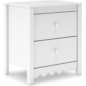Signature Design by Ashley Hallityn Minimalist 2 Drawer Nightstand, Smooth-Gliding Drawers, Wood, 21.34″ W x 15.94″ D x 24.37″ H, Matte White Finish(White)