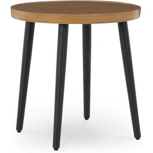 Signature Design by Ashley Horizon Hall Vintage Outdoor Nuvella Weather Resistant Fabric, Resin Wicker Sofa with Cushion and 2 Accent Pillows, Green & Dark Brown(Outdoor End Table)